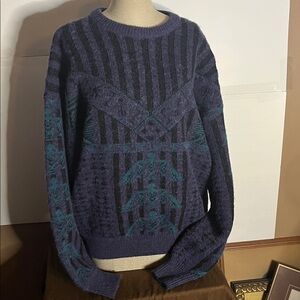 90’s Aztec design sweater crew neck colourful